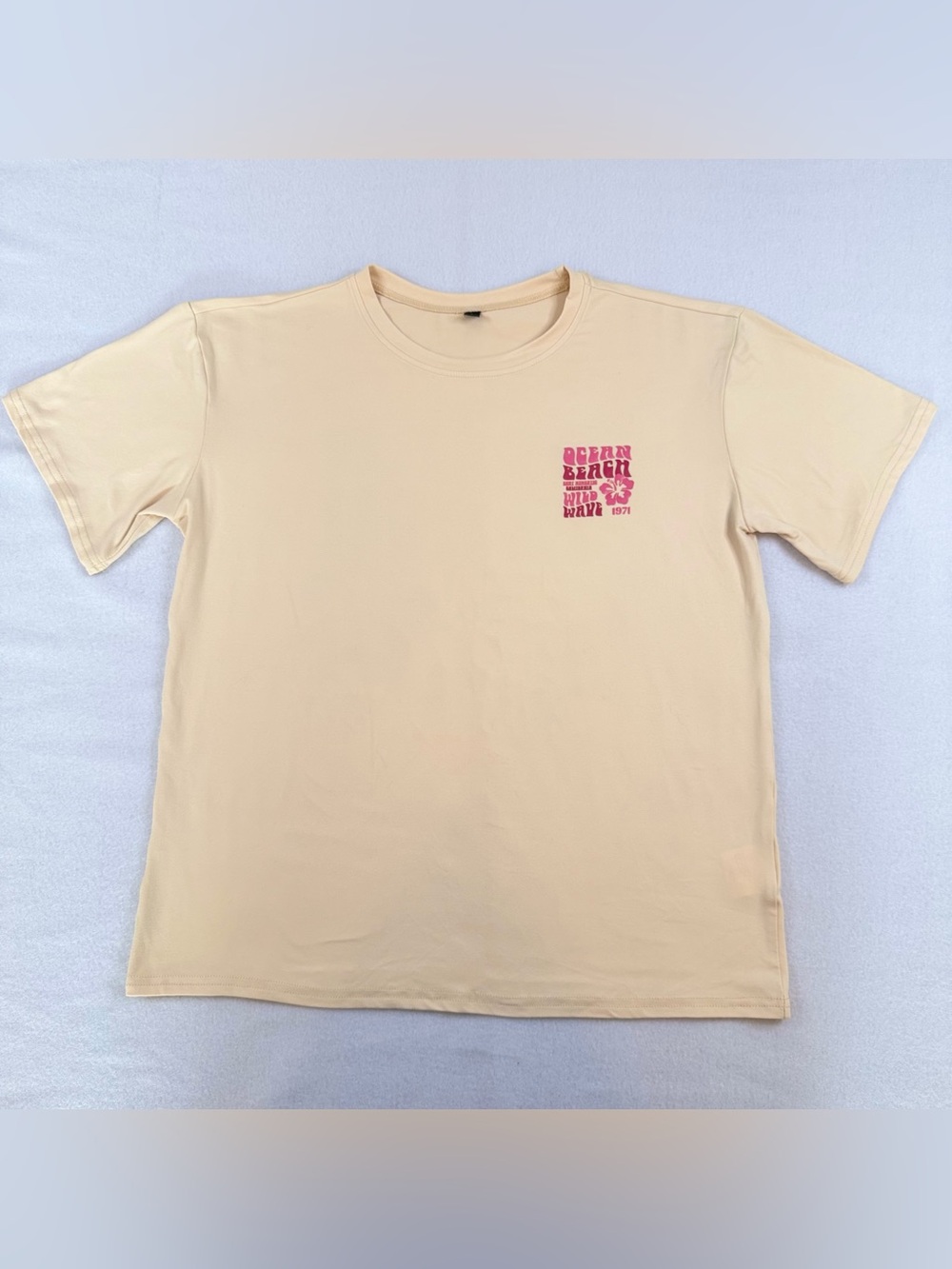 Kids Short Sleeve Cream Tee with Pink Chest Graphic